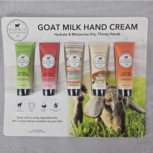 Dionis Goat Milk Hand Cream Set 5 Pack, 1 Oz Each Vanilla Peach Roseberry More